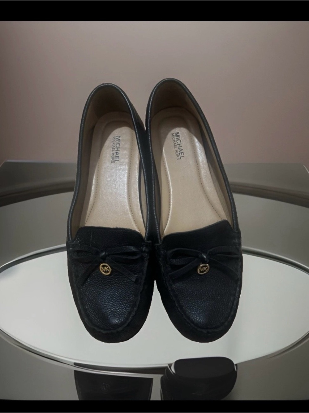 Michael Kors Black Leather Bow-Accent Women's Loafers